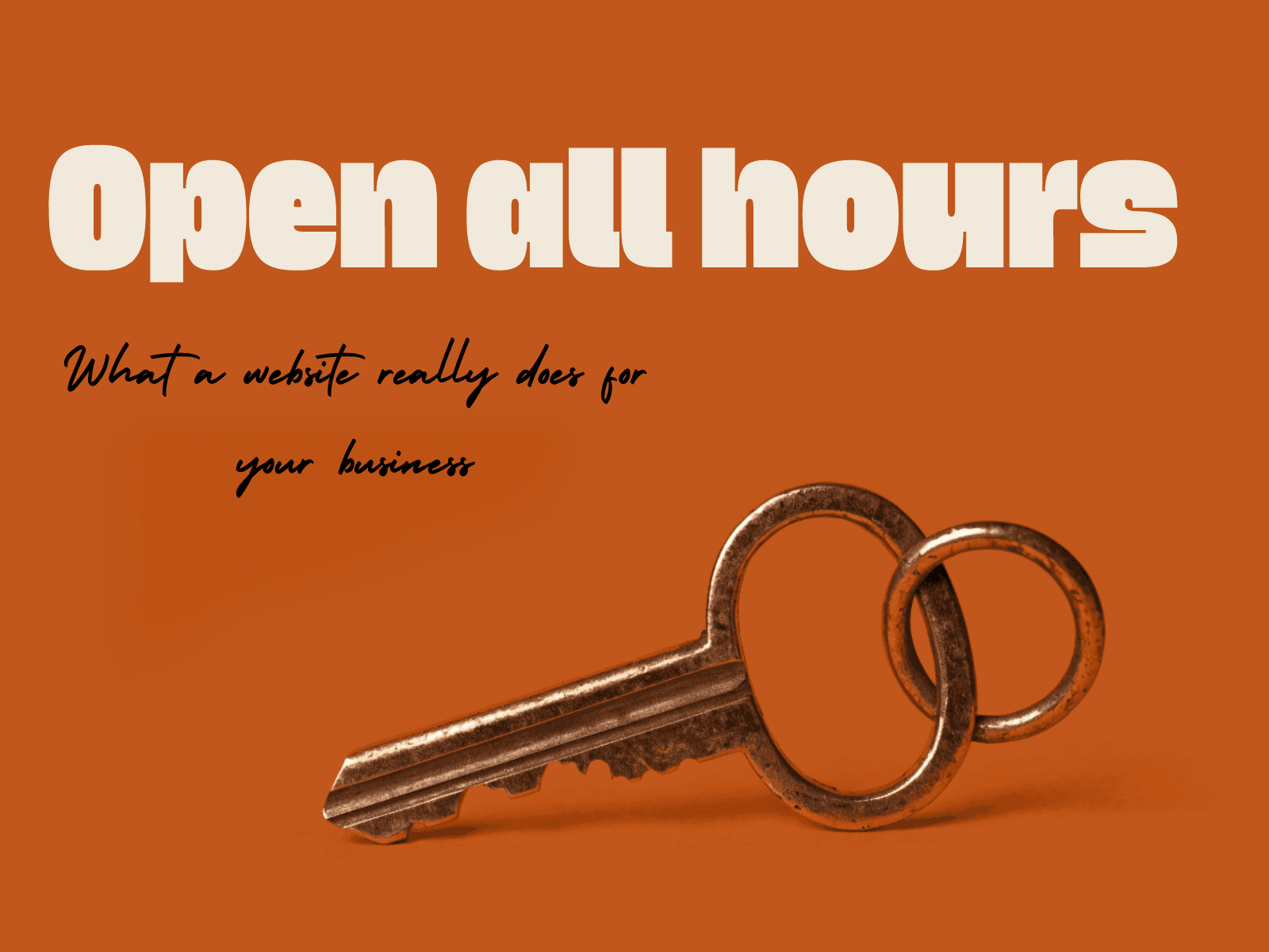 Open all hours. What a website really does for your business. An old brass key on a burnt-orange background